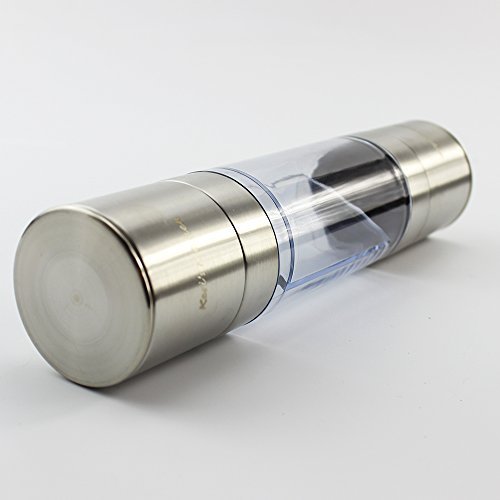 2-in-1 Salt and Pepper Grinder Set by Chef Keri- Premium Salt and Pepper Mill - Ceramic Grinding Mechanism Mill, Sleek Stainless Steel Design