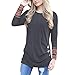 Womens Long Sleeve Blouse, Casual Patchwork Round Neck Tunic T-Shirt Tops Soft Sweatshirt
