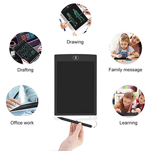 LCD Writing Tablet, 8.5" Electronic Drawing Erasable Tablet for Kids, Handwriting Drawing Board Doodle Pad with Memory Lock Gift for Kids and Adults at Home, School and Office (White)