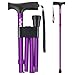 Vive Folding Cane - Foldable Walking Cane for Men, Women - Fold-up, Collapsible, Lightweight, Adjustable, Portable Hand Walking Stick - Balancing Mobility Aid - Sleek, Comfortable T Handles (Purple)