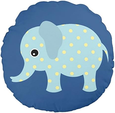 Animated Polka Dot Elephant Nursery Cushion Cover for Baby Kids Small Round Pillow for Couch