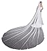 EllieHouse Women's 2 Tier Simple White Wedding Bridal Veil With Comb L11WT