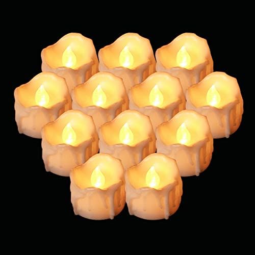 Fulighture LED Tea Candle Lights in Wave Design, Realistic and Bright, Flameless, Battery Operated, Yellow, Night Lights for Home Decor, Halloween, Christmas, Pack of 12