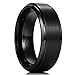 King Will Men 8mm Matte Brushed Black Titanium Wedding Ring stepped Beveled edge Comfort Fit Wedding Band