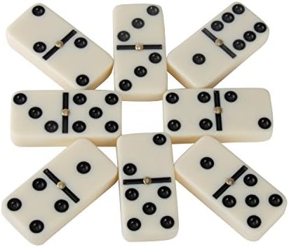 Dominoes, Kictero Set of 28 Double Six Dominos Game Tiles with Spinner, Building Blocks Racing Games