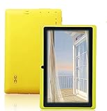 7'' Inch A33 Quad Core Google Android 4.4 Tablet Pc Mid, Dual Camera, 1024x600 Capacitive ,Kids Birthday Gift, Yellow Color