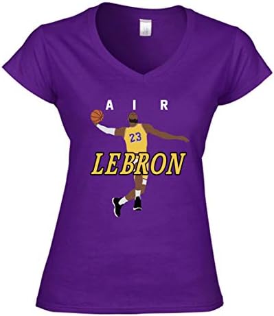 Purple Los Angeles Lebron AIR PIC Ladies V-Neck T-Shirt