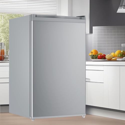 Compact Mini Fridge with Freezer, 4.3 Cu.Ft Single Door Refrigerator with Adjustable Temperature, Removable Shelves & Crisper Drawer, Energy Efficient Small Fridge for Bedroom, Office, Dorm, RV