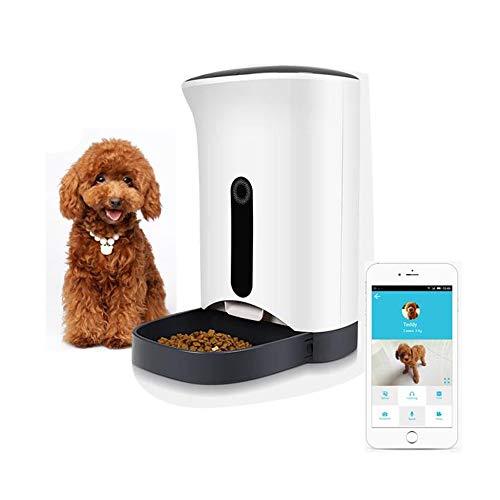 JAWM Pet Dog Cat Smart Automatic Feeder, Programmable Timer Portions Food Dispenser with Real Time HD Camera