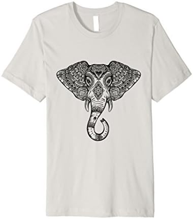 Mens Ganesha T-Shirt: Spiritual Hindu Elephant Deity Black Art Medium Silver