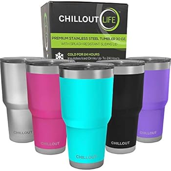 CHILLOUT LIFE 30 oz Stainless Steel Tumbler with Lid & Gift Box | Double Wall Vacuum Insulated Large Travel Coffee Mug with Splash Proof Lid for Hot & Cold Drinks - Powder Coated Tumbler