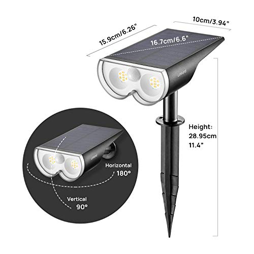 Linkind Solarlampen für außen mit Bewegungsmelder, 3 Modi& 2 Montage, 3000K Warmweiß Helle Solarleuchte 1000Lm IP67 Außenwandleuchte Garten StarRay für Einfahrt, Garage, 2 Stück – Bild 3