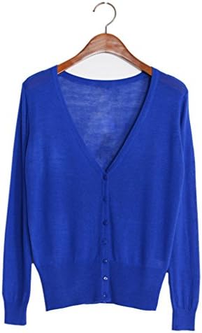 Fashion all-matched super thin V neck cardigan sweater for womens turquoise blue