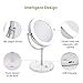Milzie Portable Double Sided Makeup Mirror with Natural White LED Lights, 1x/10x Magnification Lighted Makeup Mirror for Bathroom or Bedroom Countertop, with Rechargeable Battery and Wireless