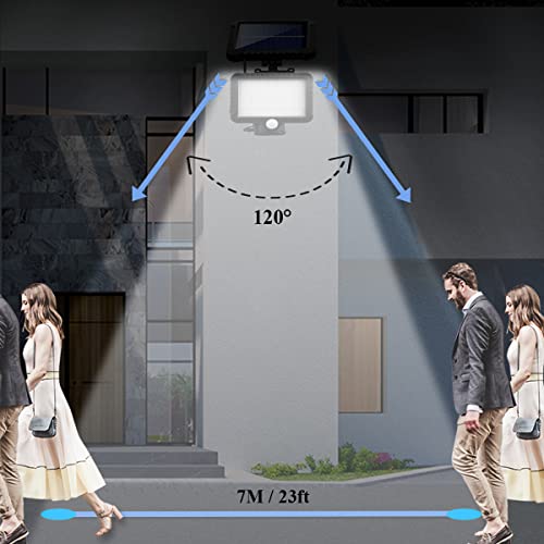 Solar Light Outdoor, Junvaia 56 LED Solar Security Lights Outdoor with Motion Detector, Large Capacity Battery LED Motion Sensor Lights, IP65 Waterproof 120° Wide Angle Flood Light with 16.5ft Cable