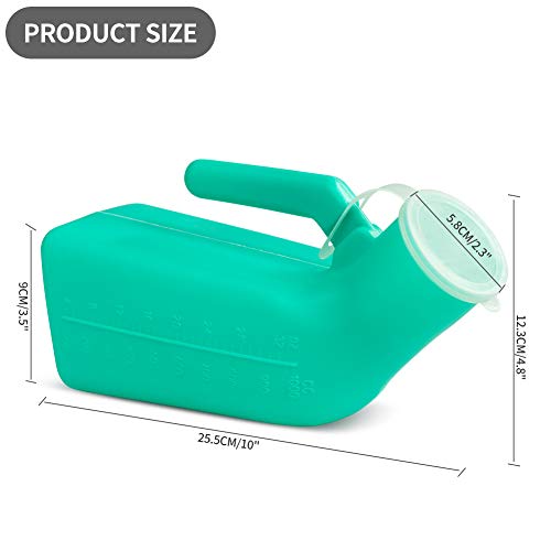Seneme Portable Male Urinal Pee Bottles with Lid 32oz./1000mL, Urinals for Men (2 Pcs)