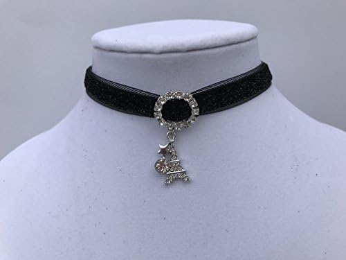 Glitter Velvet Ribbon and Rhinestone Charm Choker