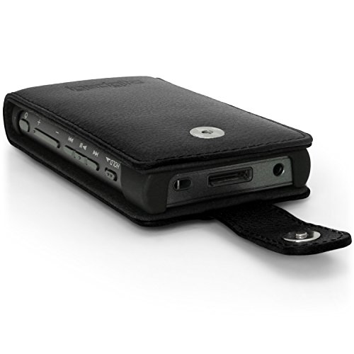iGadgitz U6340 Leather Flip Case Cover with Magnetic Closure and Screen Protector Compatible with Sony Walkman NW-A35, NW-A40 and NW-A45 MP3 Players - Black - Thumbnail 3