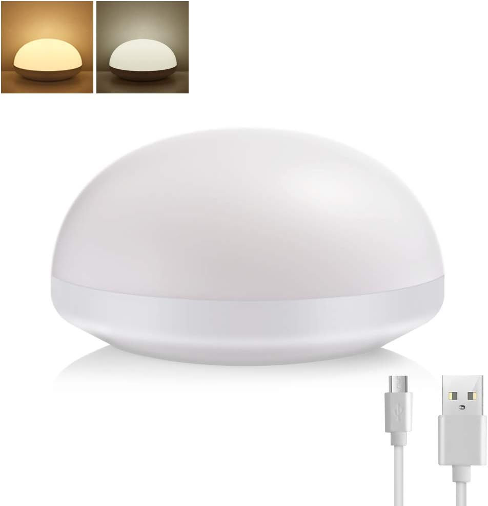 Touch Lamp for Bedroom, Touch Bedside Lamp, Bedside Table Lamps, USB Rechargeable Portable, stepless dimmable, Warm White and Cold White, led Night Light for Kids Breastfeeding Living Room Bedroom [Energy Class A++]