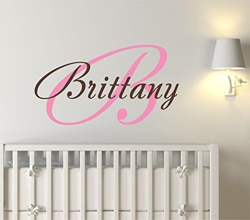 Baby Girl Initial Personalized Custom Name Vinyl Wall Decal 20" W by 13" H, Girl Name Wall Decals, Wall Decal, Name Wall Decal, Nursery Name Decal, Girls Names, Plus Free White Hello Door Decal