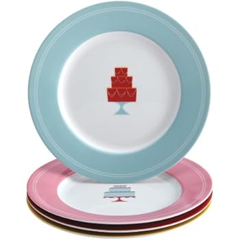 Cake Boss 58678 Serveware Dessert Plate Set, 4 Piece, Print