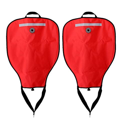 Prettyia (Pack of 2 Red Deluxe Nylon Diving SMB 50lbs Salvage Lift Bag & Over Pressure Valve Scuba Dive Underwater Treasure Find Safety Gear Equipment