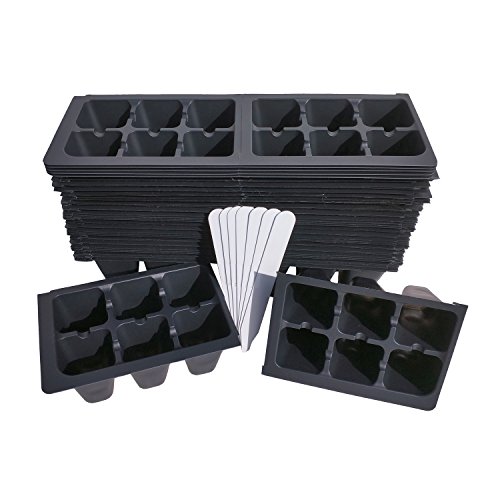 720 Seed Starting Cells for Plant Germination +10 Plant Labels & Bumper Sticker (1206 Pattern) (120 Seedling Starter Trays) for Gardening, Greenhouses, and Hydroponics