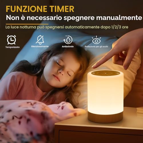 NIWOHOM Set of 2 Bedside Lamps, Adjustable Brightness Abat Jour Bedside Table Lamp with 256 RGB Colors and 5 Modes, Wireless Table Lamp, Kids LED Night Light with Timer for Bedroom