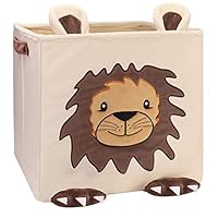 Chener Lion Toy Storage Bins Plush Toy Boxes for Kids Smell Free Velvet Cube Organizer 12.6 in Collapsible Toy Storage Basket Cubes for Boys Washable Cube Storage Chests for Baby Kids Nursery Room