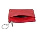 Women's Genuine Leather Coin Purse Mini Pouch Change Wallet with Key Ring,red