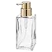 mDesign Square Glass Refillable Liquid Soap Dispenser Pump Bottle for Bathroom Vanity Countertop, Kitchen Sink - Holds Hand Soap, Dish Soap, Hand Sanitizer, Essential Oils - 2 Pack - Clear/Soft Brass