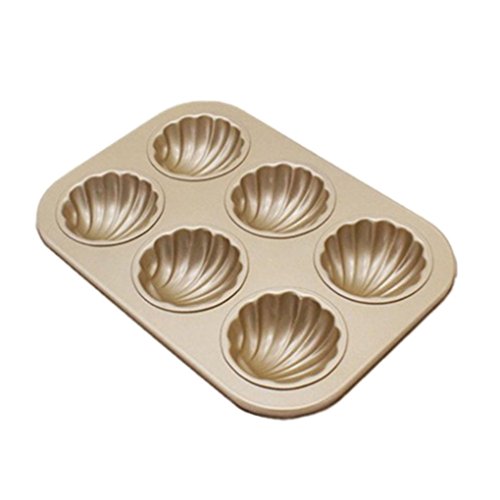 Cake Mould Smdoxi 6 Count Heavy Tinned Steel Madeleine Sheet Pan (Gold)