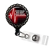Keep Calm, Not That Calm Red Black Retractable ID Tag Badge Reel