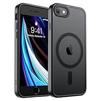 SUPFINE Magnetic for iPhone SE Case 2022 (3rd)/2020 (2nd), iPhone 8 Case (Compatible with MagSafe) (Military Grade Drop Protection) Translucent Matte Phone Cover,Black