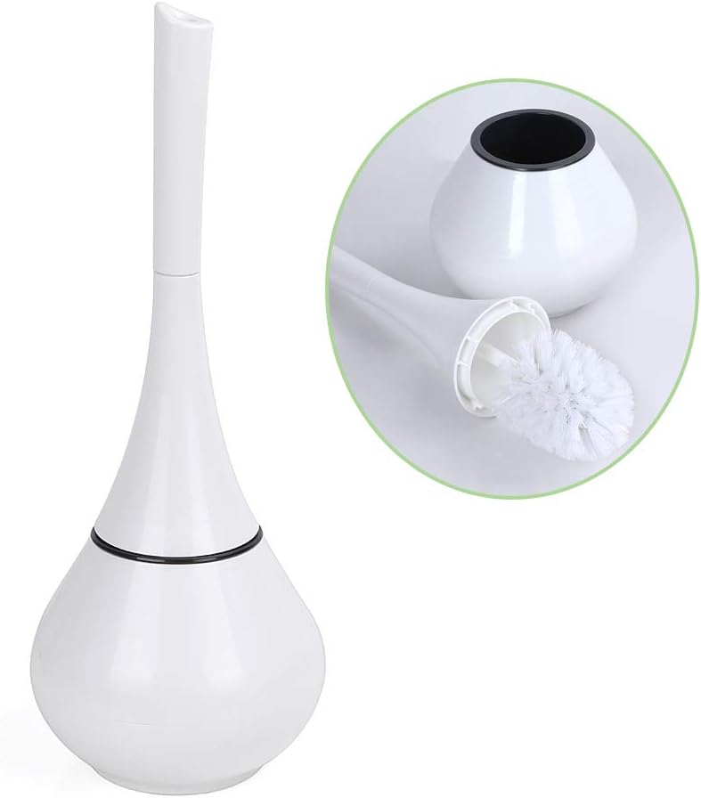 MCOMCE Toilet Bowl Brush and Holder, Detachable Toilet Bowl Cleaner Brush, Luxury Toilet Bowl Brush and Holder, Long Handle Full-Closed Toilet Bowl Brush, Decorative Toilet Brush for Bathroom, White
