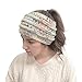Winter Warm Wool Crochet Knit Hat Headgear,Crytech Women’s Ponytail Messy Bun BeanieTail Knitting Headband Fleece Lined Head Wrap Cap Soft Stretch Cable Knitted Ribbed Skull Hat for Girls (White)thumb 3