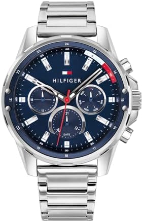Multi Zifferblatt Quarz Uhr für Herren mit Silbernes Edelstahlarmband - 1791788