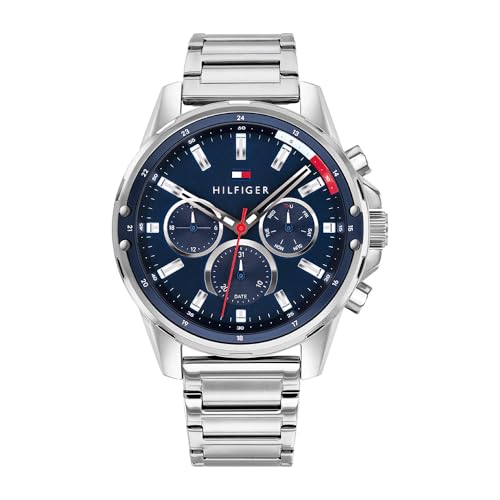 Montre Analogique Multifunction à Quartz pour Homme avec Bracelet en Acier Inoxydable Argenté - 1791788
