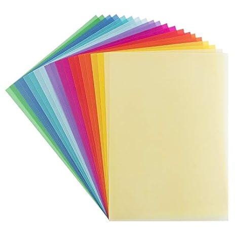 20 Transparentpapiere, DIN A4, 10 verschiedene Farben, 200 g/m² | buntes Papier zum Basteln, Scrapbooking, Kartengestaltung, 