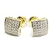 Mens Ladies 10k Yellow Gold Designer Square Micro Pave Diamond Earrings Studs