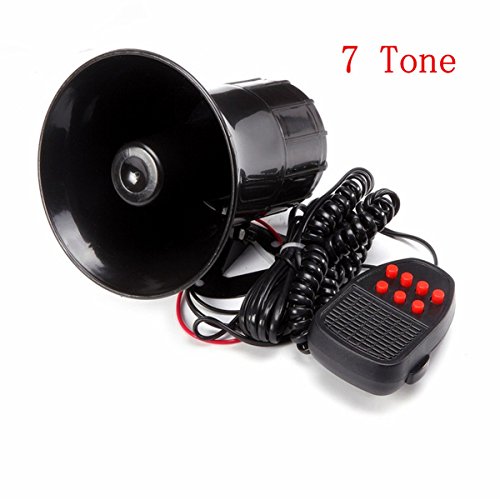 MATCC 7 Tone Car Horn Siren Warning Alarm 12V 100W Loud Speaker Car Electronic Warning Alarm for Cars Vans Trucks Motorcycles Boats