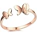 BOHG Jewelry Womens Love Stainless Steel Lovely Butterfly Ring Wedding Charming Lady Gril Band Rose Gold Size 7