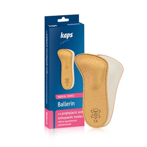 Insoles 3/4 Leather Orthopedic Shoes for Women, Reduce Discomfort and Prevent Pain in the Forefoot with Metatarsal Arch Support (38 EUR) Beige