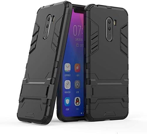 Gray Plaid For Xiaomi Pocophone F1/Poco F1 Case Cover,Rugged Dual Layer Hybrid Full-body Protective Back Shockproof Armour Phone Case with Kickstand Function for Xiaomi Pocophone F1/Poco F1 - Black