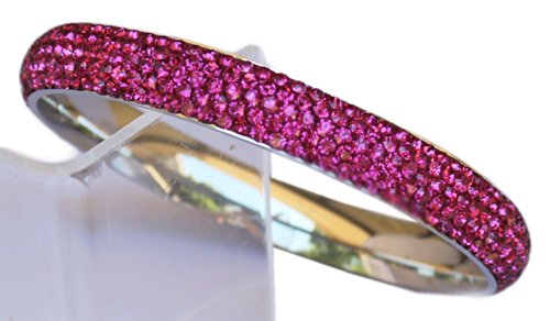 Bangle: with 5 Rows of Beautiful Sparkly Crystals - Fuchsia Pink - Stackable