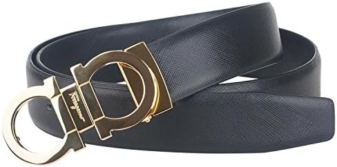 HeLiWu Men's Smooth Leather Buckle Belt