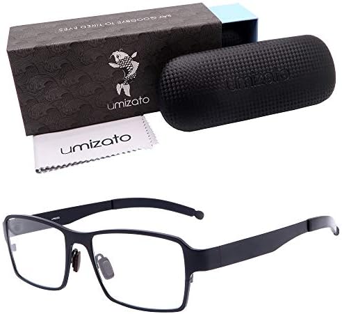umizato Titanium Gaming Glasses - Computer Blue Light Blocking Eyewear for Men Women - Protect Your Eyes, Sleep Better, UV Blocker, Anti-Glare Filtering, Relieves Fatigue (Everest Shiny Black)