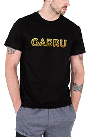 Buy Bewakoof Gabru Gold Print Men's Cotton Half Sleeve Printed T-Shirts_M at Amazon.in