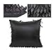 WOMHOPE® 2 Pack - 3D Solid Satin Flower Leaves Square Throw Covers Pillowcase Bed Sofa Couch Cushion Pillowcase Arts Decorative Cover Wedding Throw Pillow Covers (Black)