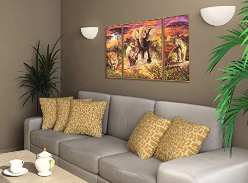 Schipper 609260520 Malen nach Zahlen - Afrika die großen Fünf - Bilder malen für Erwachsene, inklusive Pinsel und Acrylfarben, Triptychon, 50 x 80 cm – Bild 5